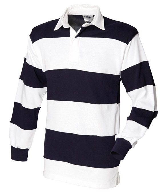 Sewn stripe long sleeve rugby shirt