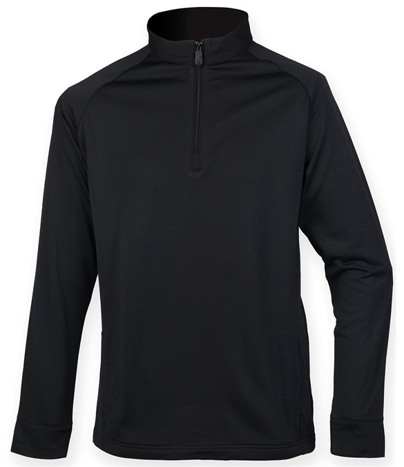 ? zip top with wicking finish