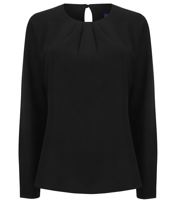 Women's pleat front long sleeve blouse
