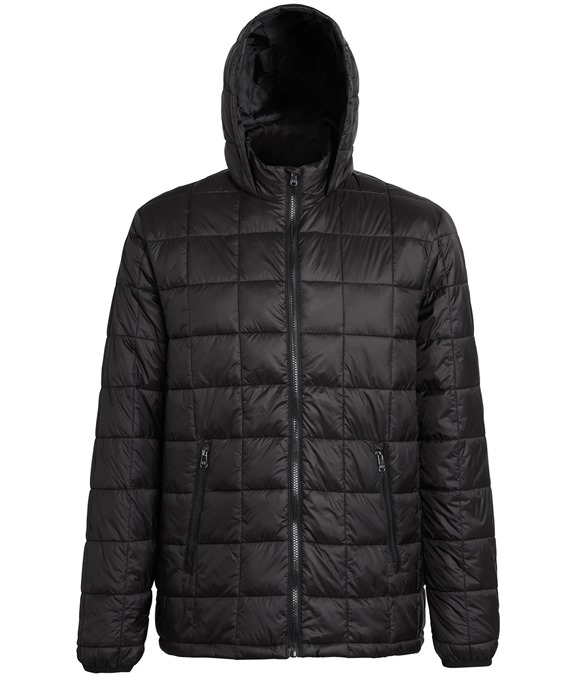 Box quilt hooded jacket