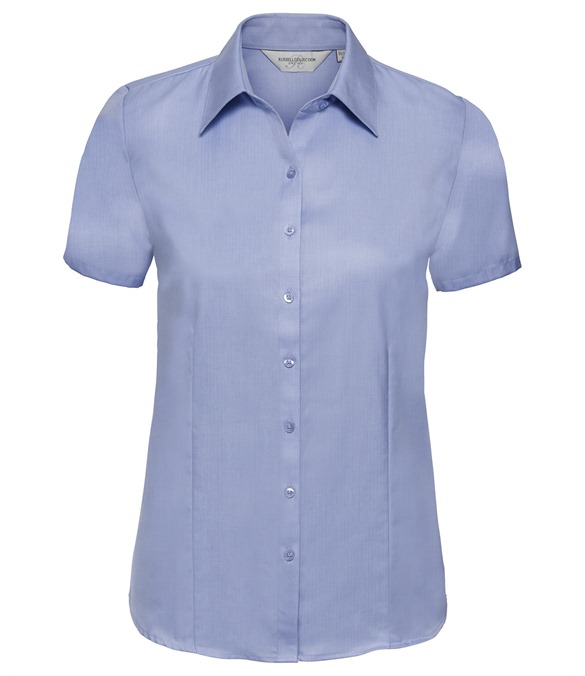 Women's short sleeve herringbone shirt