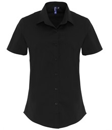 Women's stretch fit cotton poplin short sleeve blouse