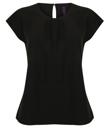 Women's pleat front short sleeve blouse